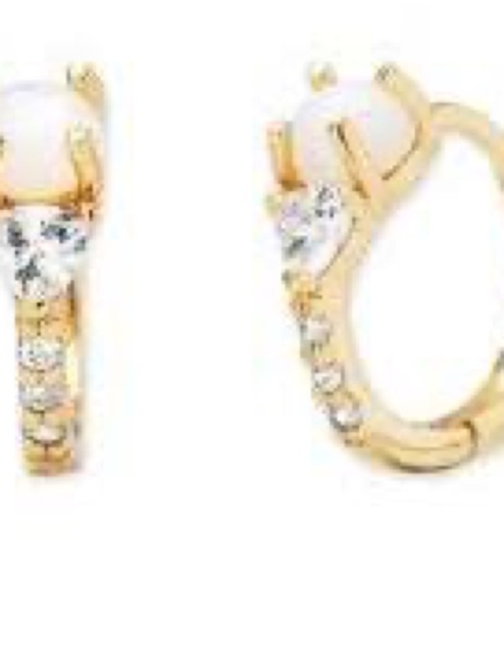 TAI Gold Huggie with CZ details and Mother of Pearl - Picture 3 of 3
